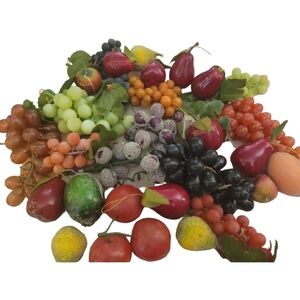 Vintage Assorted Rubber Grapes and Sugared Plastic Fruits 28 Pieces
